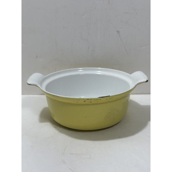 Descoware Casserole Dish Pan Enameled Cast Iron 17B 18 FE Yellow No Lid Belgium - Picture 2 of 10